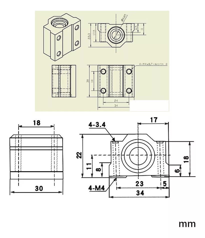 Rodamiento Balero Sc8uu Chumacera Lineal 8mm Impresora 3d - Tecneu