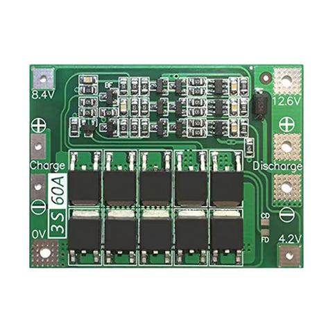 Módulo De Carga/ Descarga De Baterías Litio Bms 12.6v 60a 3s