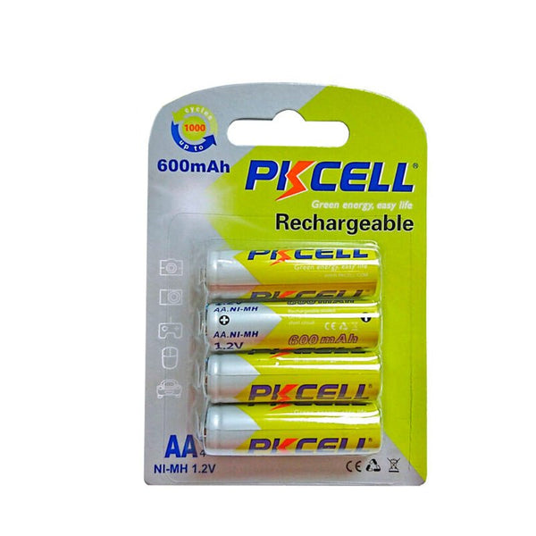 Pack 4 Pilas Recargables De 600mAh 1.2V Baterias AA Pkcell® Original