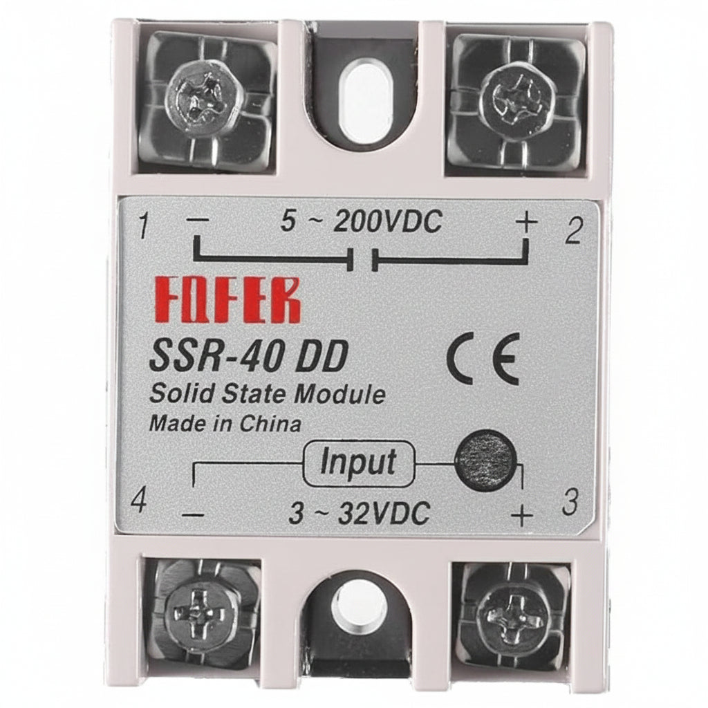 Relé Estado Sólido SSR-40DA-H 40A - Entrada 3-32V DC, Salida 90-480V AC, Para Automatización, Control Sin Chispa
