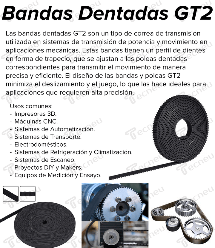 1 Metro Banda Dentada Gt2 2gt 10mm Ancho, Impresora 3d Cnc - Tecneu