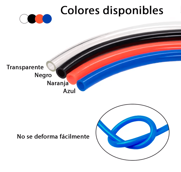 1 Metro de Manguera de Aire Neumática 6mm Tubing Poliflow Varios Colores - Tecneu