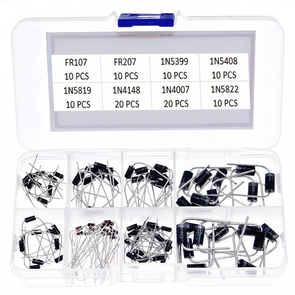 100 Diodos Electrónicos De Protección FR107 - 1N5822 Con Caja Organizadora