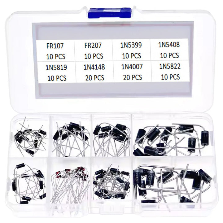 100 Diodos Electrónicos De Protección FR107 - 1N5822 Con Caja Organizadora - Tecneu