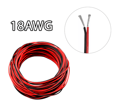 1m de Cable Doble Rojo/Negro 18AWG Cobre estañado Multifilar