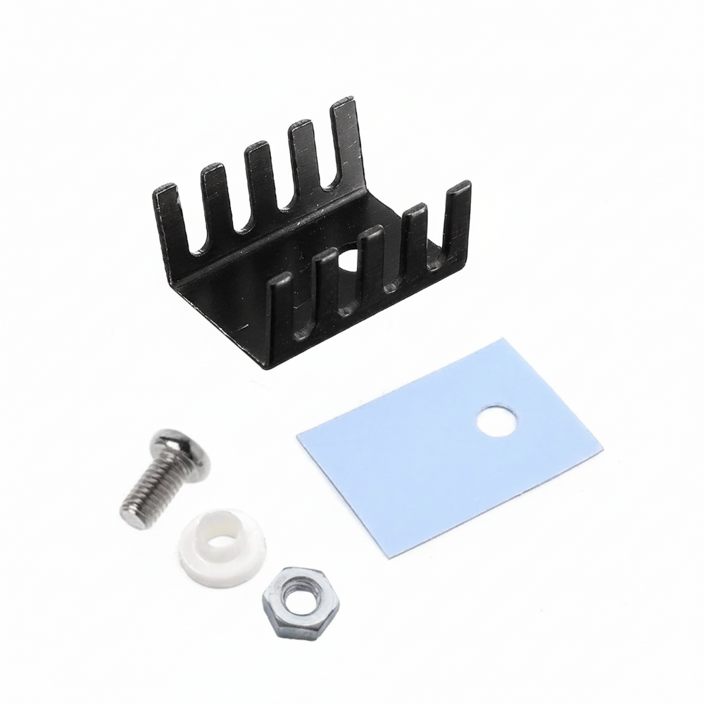Kit 20 Piezas Disipador Térmico Aluminio TO-220 19x15x10mm con Accesorios