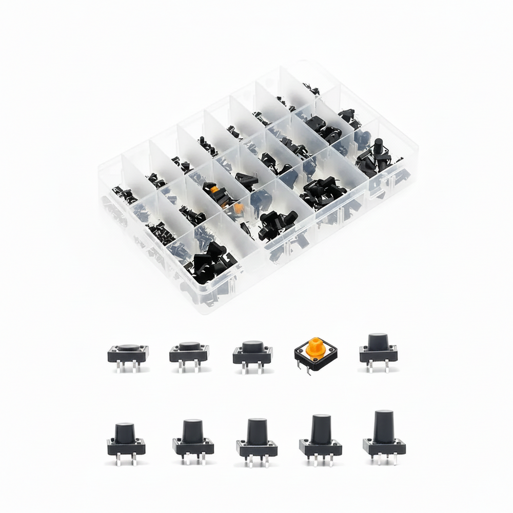 250 Piezas Push Button Pulsador 4 Pines Interruptor 20 Tipos