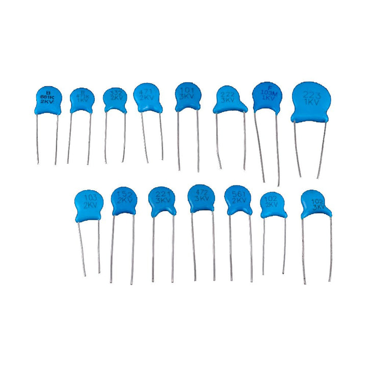 300 Capacitores Cerámicos Monolíticos Alto Voltaje 1nF - 10nF 1kV - 3kV Con Caja Organizadora - Tecneu