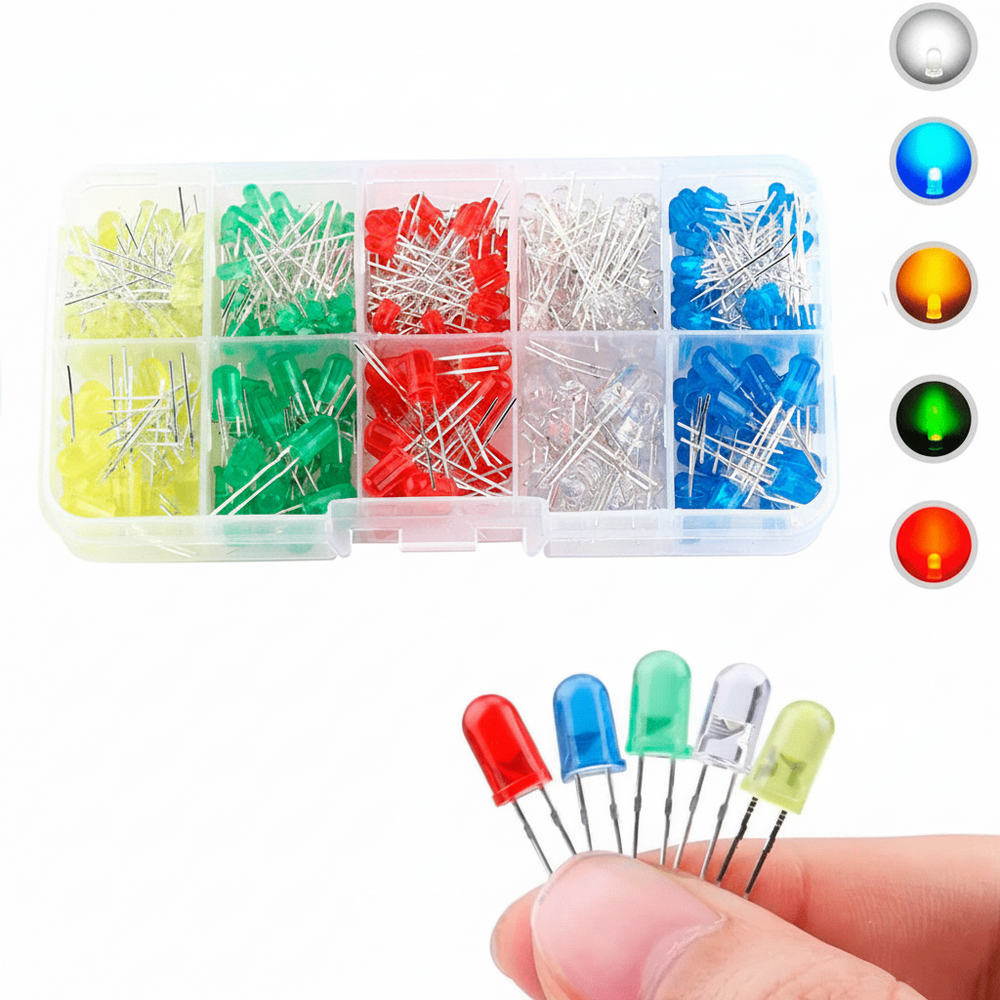 300 Leds Difusos De 3mm y 5mm, Mixto 5 Colores