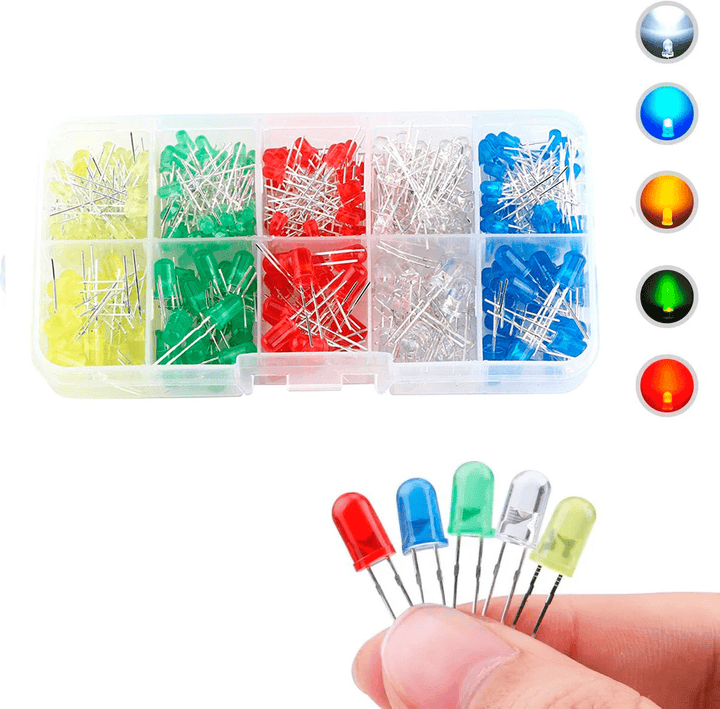 300 Leds Difusos De 3mm y 5mm, Mixto 5 Colores - Tecneu