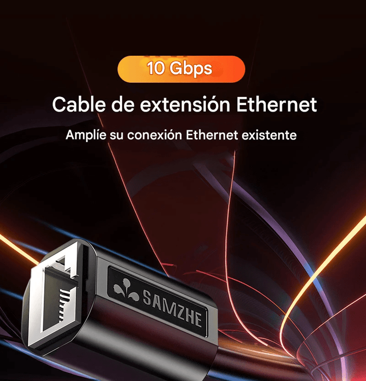 3mts Cable Extensión Ethernet RJ45 Macho a Hembra Cat6 10Gbps - Tecneu