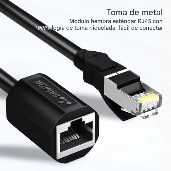 3mts Cable Extensión Ethernet RJ45 Macho a Hembra Cat6 10Gbps - Tecneu