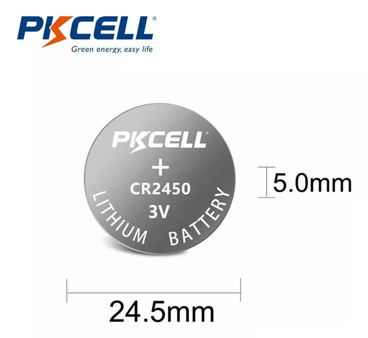5 Piezas Pilas Tipo Moneda Cr2450 3v Pkcell Reloj Control Juguetes - Tecneu