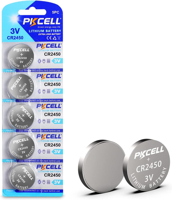 5 Piezas Pilas Tipo Moneda Cr2450 3v Pkcell Reloj Control Juguetes - Tecneu