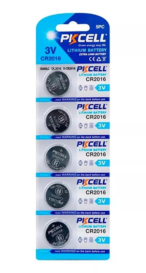 5 Pilas Pila Tipo Moneda Cr2016 3v Pkcell Reloj Juguete Control - Tecneu
