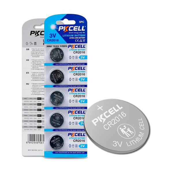 5 Pilas Pila Tipo Moneda Cr2016 3v Pkcell Reloj Juguete Control - Tecneu