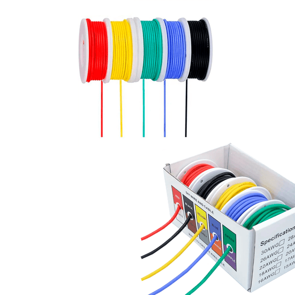 5 Rollos 50m De Cable 24awg De Cobre Puro Estañado Eléctrico - Tecneu