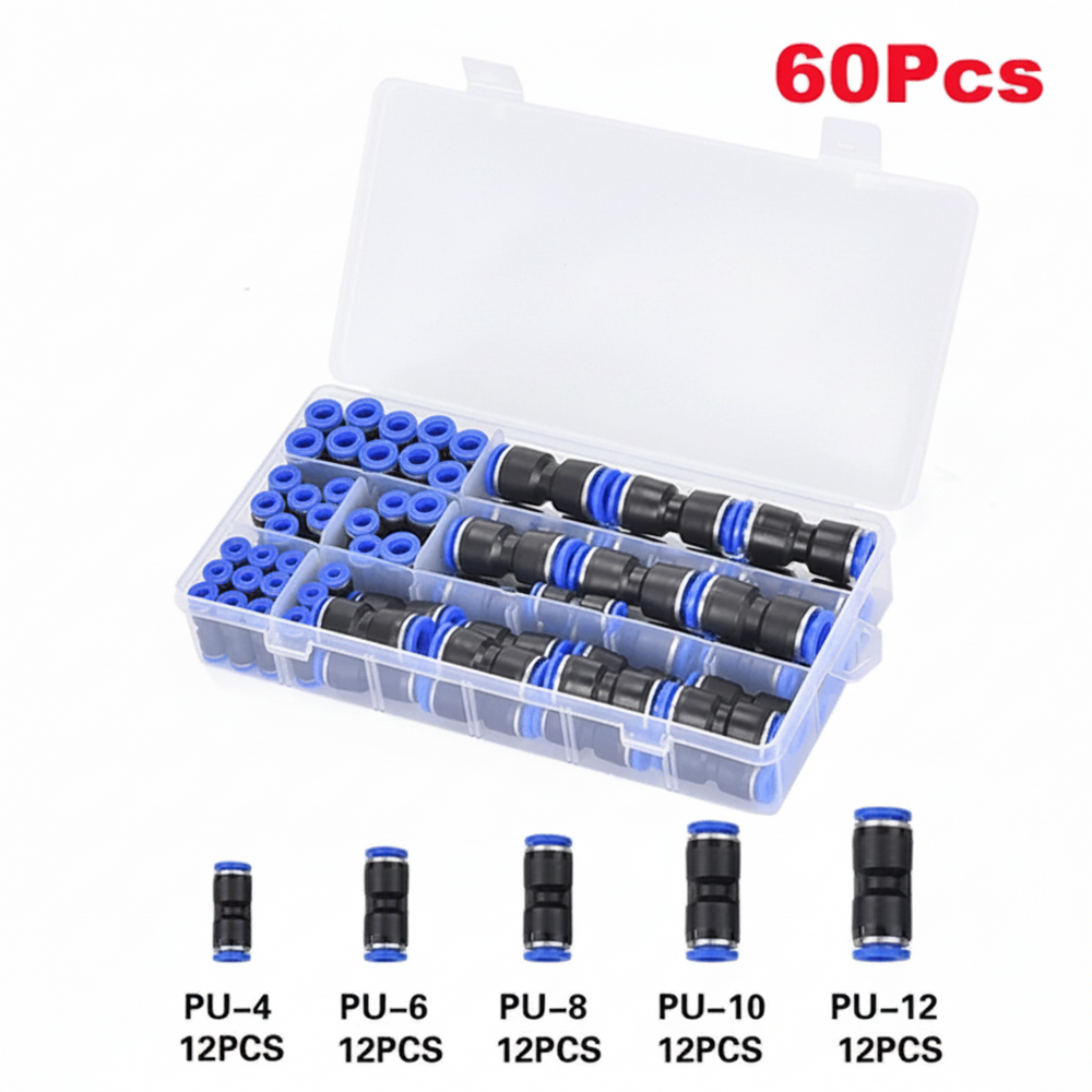 60 Piezas Conector Neumático Union Rápida Racor 4,6,8,10,12mm