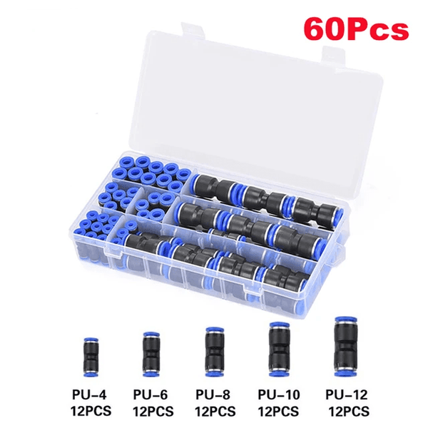 60 Piezas Conector Neumático Union Rápida Racor 4,6,8,10,12mm - Tecneu