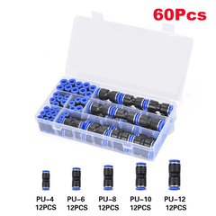 60 Piezas Conector Neumático Union Rápida Racor 4,6,8,10,12mm