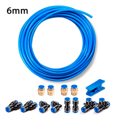 Kit 100mts Manguera Neumatica Tubing Poliflow 6mm 6x4 Aire Con Conectores Y Cortador