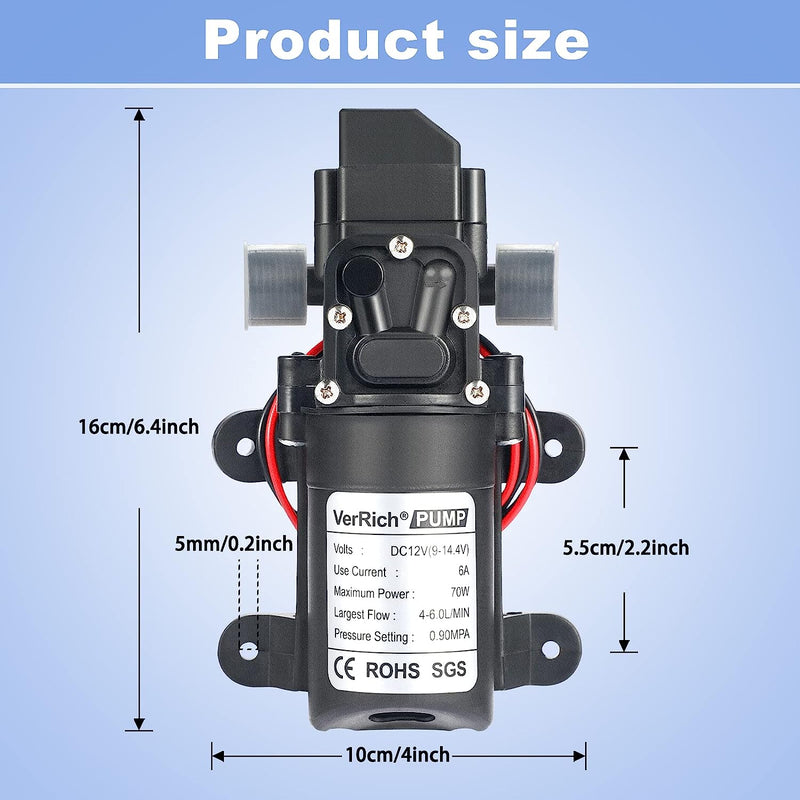 Bomba De Agua Diafragma Portátil Inteligente 1/2inch 6l/min 12v 70w