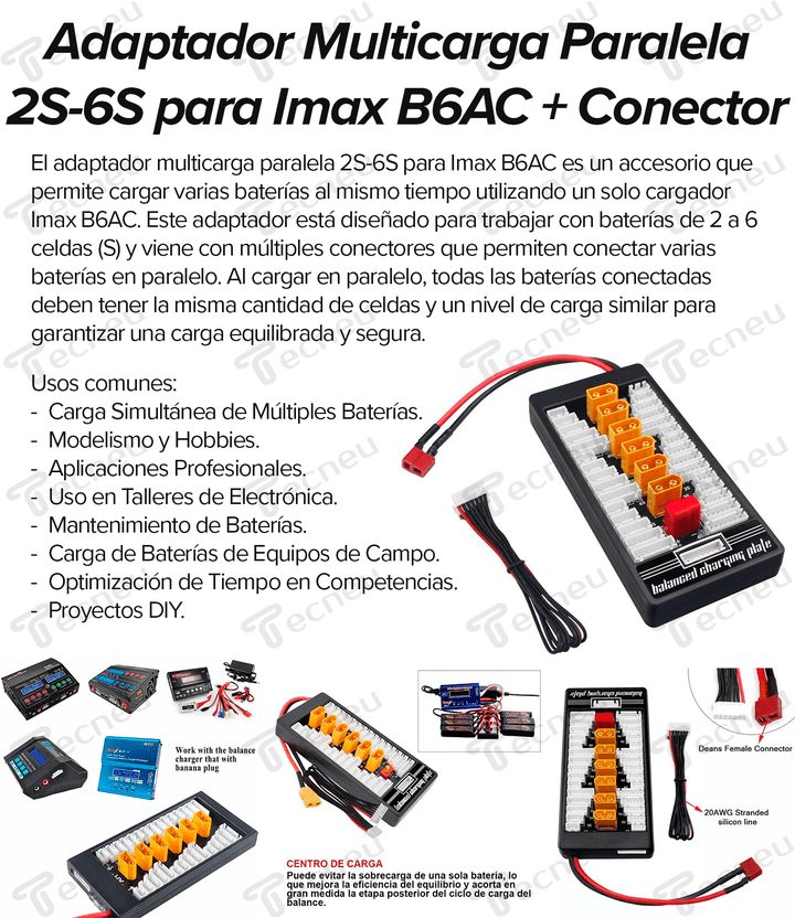 Cargador De Baterías Lipo Imax B6ac + Adaptador Multicarga - Tecneu