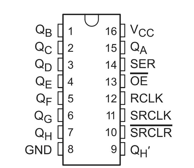 Registro de Corrimiento de 8 bits 74HC595 en Serie/Paralelo con tres estados - Tecneu
