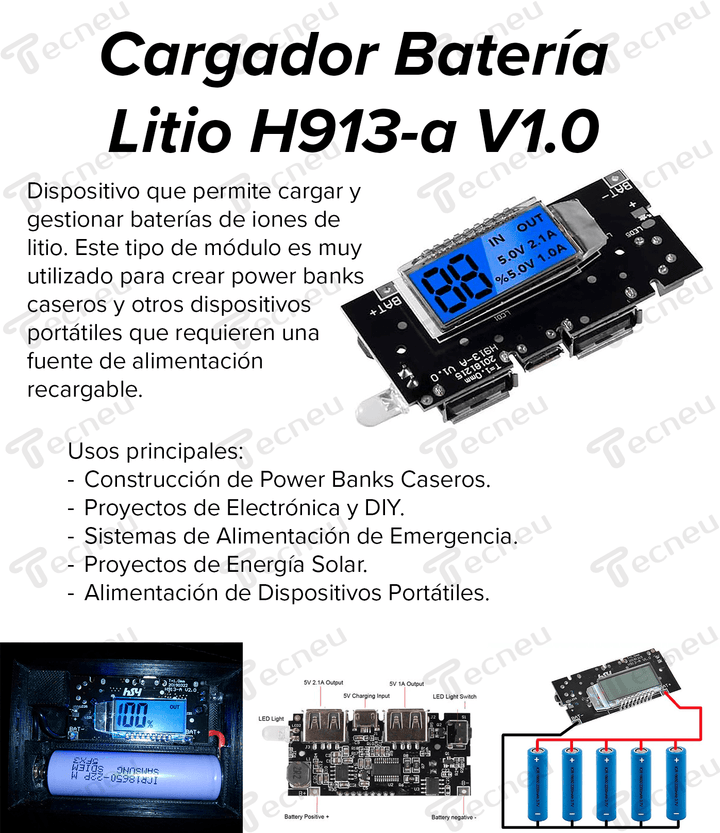 Cargador Batería Litio H913 - a V1.0 Power Bank Para Movil - Tecneu