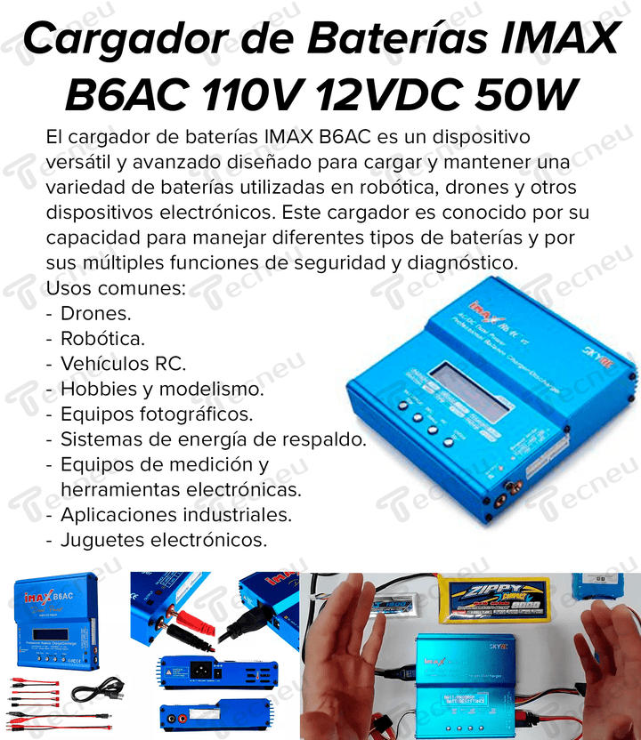 Cargador De Baterías Imax B6ac 110v 12vdc 50w Robotica Dron - Tecneu