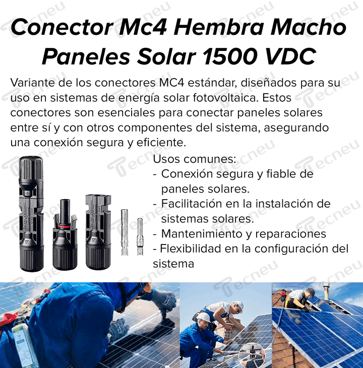 Conector Mc4 T1 Hembra Macho Panel Solar 1500 Vdc - Tecneu