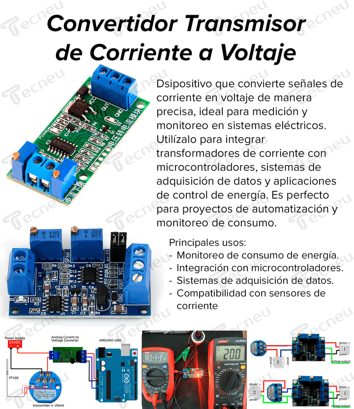 Convertidor Transmisor Voltaje a Corriente 0 ~ 5v A 4 ~ 20ma - Tecneu