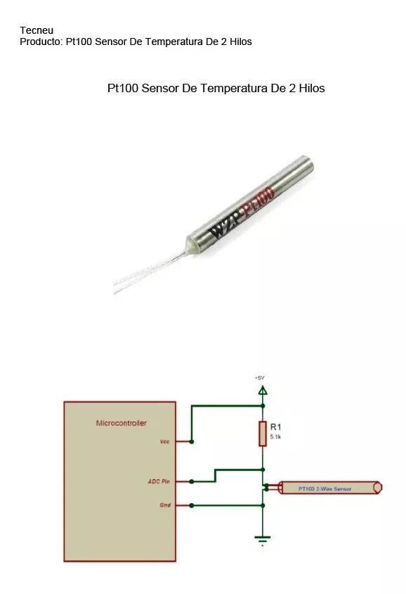 Pt100 Sensor De Temperatura De 2 Hilos 450ºC - Tecneu