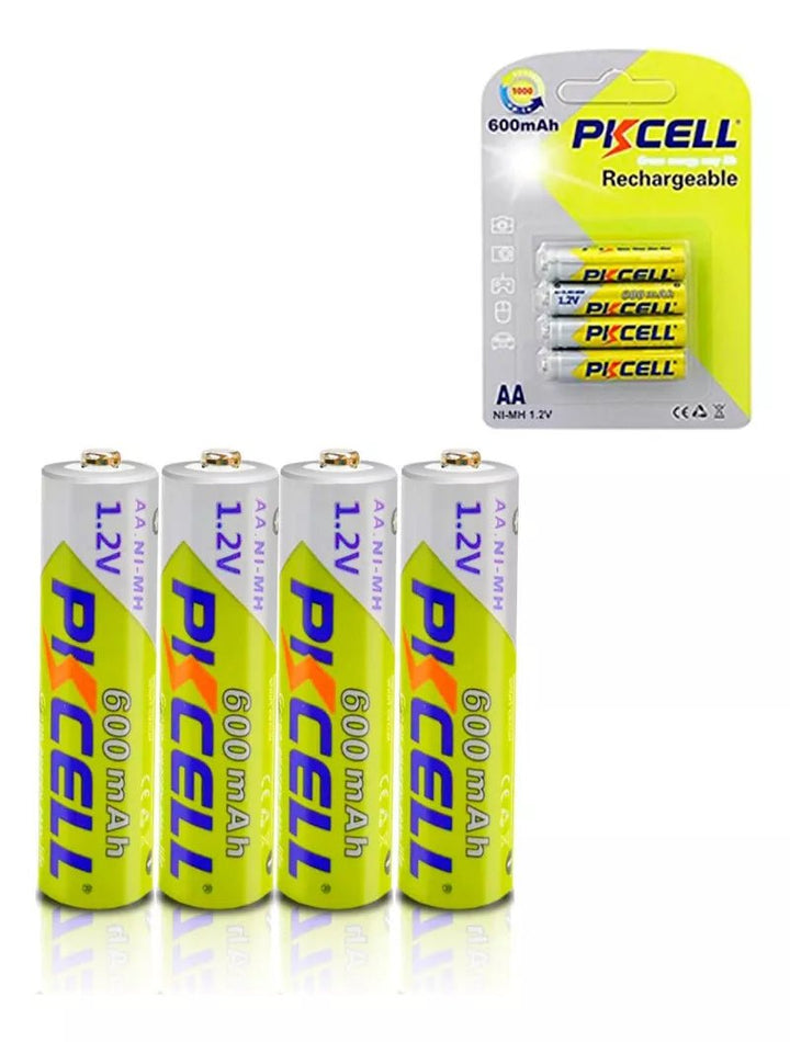 Pack 4 Pilas Recargables De 600mAh 1.2V Baterias AA Pkcell® Original - Tecneu
