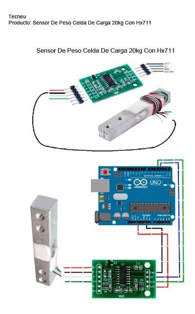 Sensor De Peso Celda De Carga 20kg Con Hx711 - Tecneu