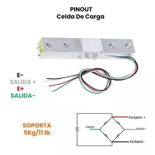 Sensor De Peso Celda De Carga 5kg Con Hx711 - Tecneu