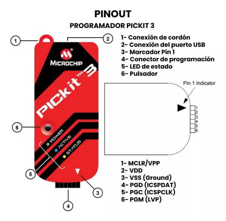 Programador Pickit 3 Cable Usb Adaptador Universal Dspic Pic - Tecneu