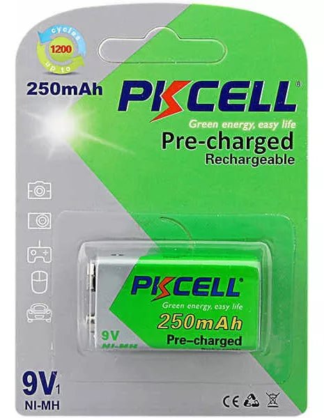 Pila 9v Recargable 250mah Batería Cuadrada 9v Cargada Pkcell - Tecneu