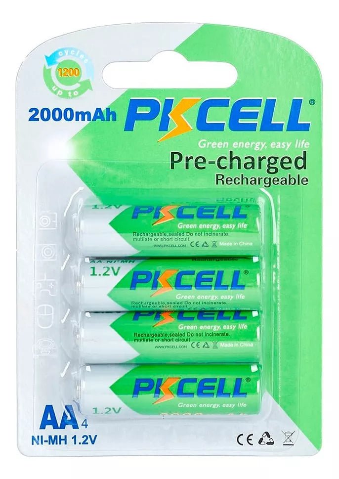 Paquete 4 Pilas Recargables PkCell® 1.2v Baterías 2000mAh - Tecneu