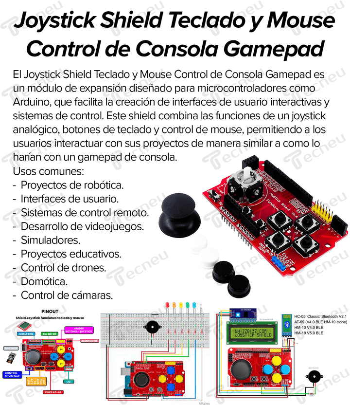 Joystick Shield Teclado Y Mouse Control De Consola Gamepad - Tecneu
