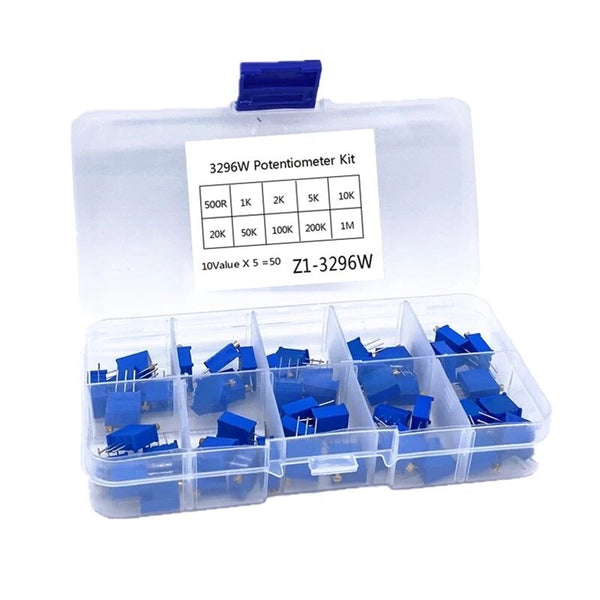 Kit 50 Potenciometros Trimpot 3296w 10 Valores 500 Ohms /1 M