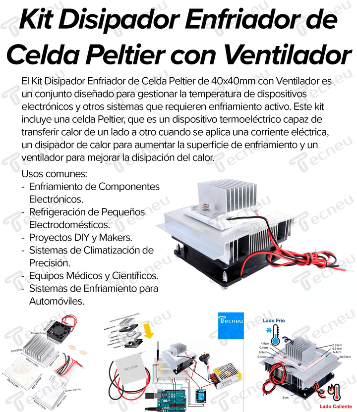 Kit Disipador Enfriador De Celda Peltier 40x40mm Ventilador - Tecneu