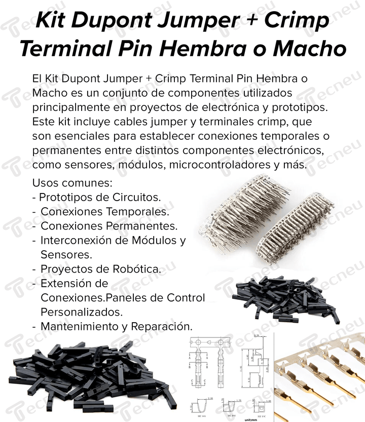 Kit Pinza Crimpadora Terminal Sn 28b + 200 Crimp H/M Dupont - Tecneu