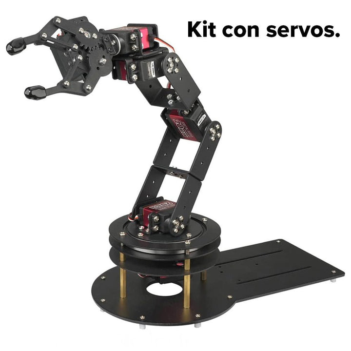 Kit Frame 6DOF Brazo Robótico 180/360° Base Giratoria Estructura + 5 MG995 180° + 1 MG995 360° - Tecneu