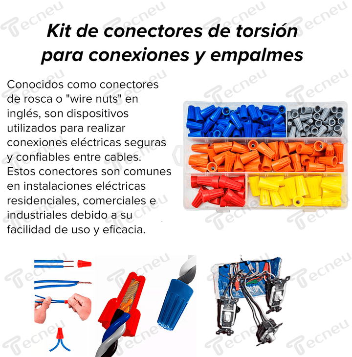 Kit 220 Conectores De Torsión Para Conexiones Y Empalmes - Tecneu