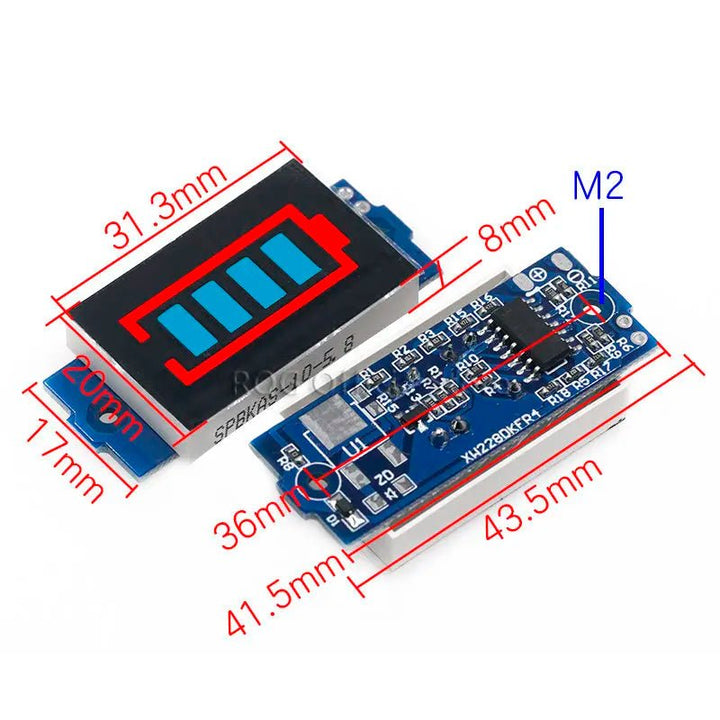 Modulo Indicador De Carga De Batería De Litio Led 18650 4S - 2S - 2S - 1S - Tecneu