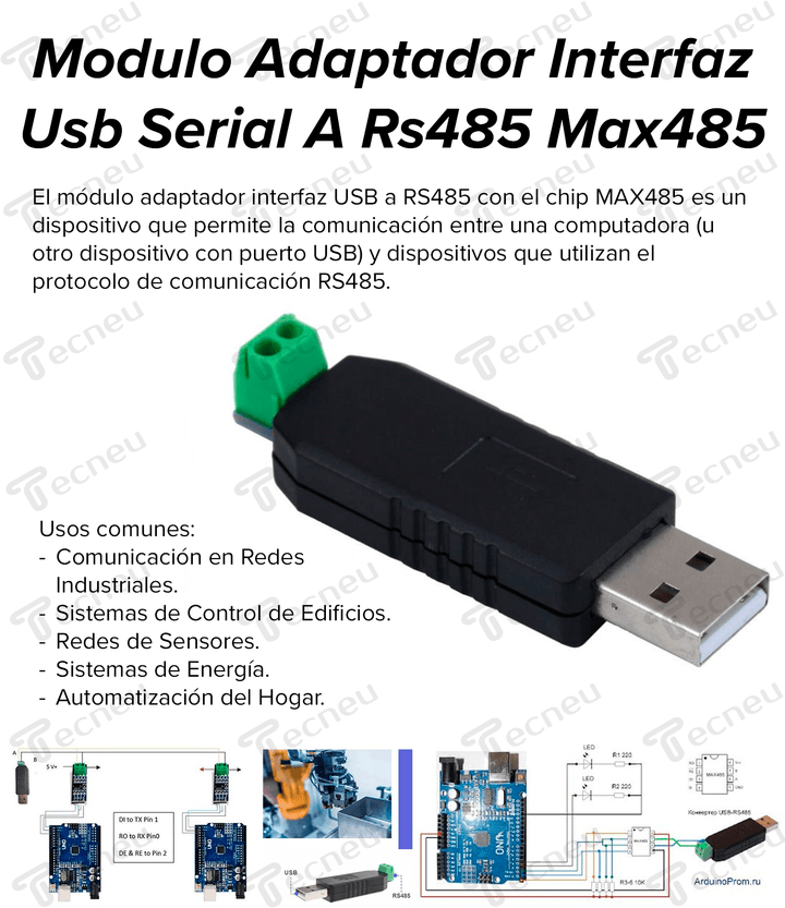 Modulo Adaptador Interfaz Usb Serial A Rs485 Max485 - Tecneu