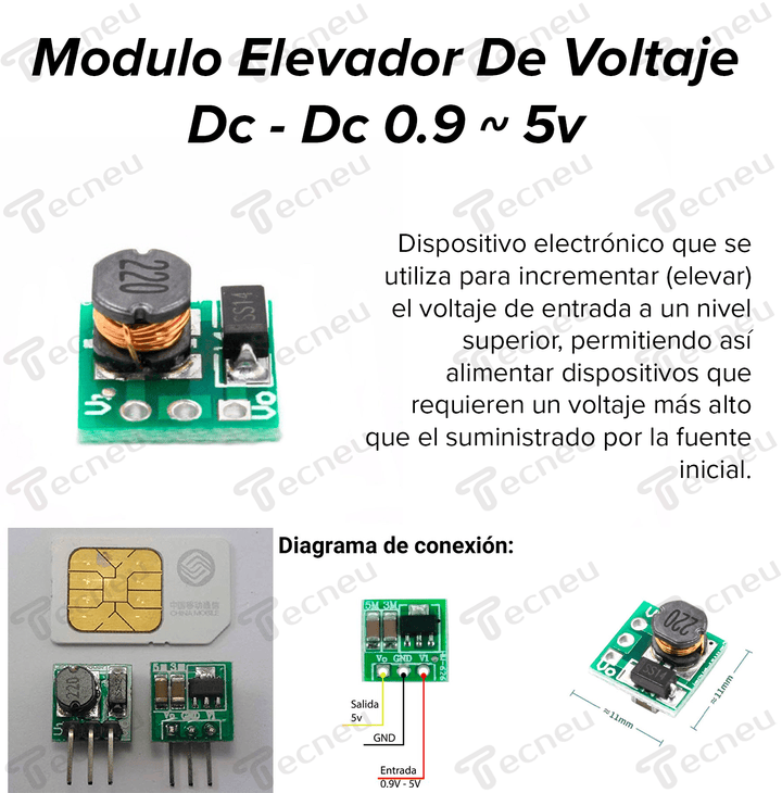 Modulo Elevador De Voltaje Dc - Dc 0.9 ~ 5v - Tecneu
