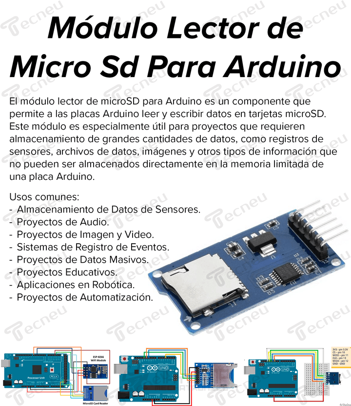Módulo Lector De Micro Sd Para Arduino - Tecneu