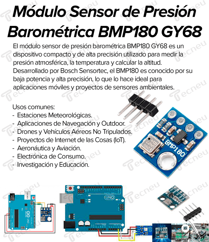 Modulo Sensor De Presion Barometrica Bmp180 Gy68 - Tecneu